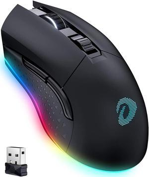 DAREU Wireless Gaming Mouse with 7 Programmable Buttons, Rechargeable RGB Gaming Mice [10000DPI] [150IPS] [1000Hz Polling Rate], Type C RGB Wired Mouse Gaming for PC and Notebook (Black)