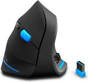 ZLOT Vertical Wireless Mouse,2.4G USB Optical Ergonomic Mice with 3 Adjustable DPI 1000/1600/2400 and 6 Buttons for Laptop, PC, Computer, Desktop, Black