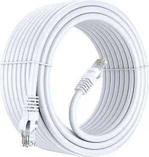 Maximm Cat 6 Ethernet Cable 40 Ft, 100% Pure Copper, Cat6 Cable LAN Cable, Internet Cable, Patch Cable and Network Cable - UTP (White) 40 Feet