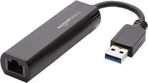 Basics USB 3.0 to 10/100/1000 Gigabit Ethernet Internet Adapter, Black