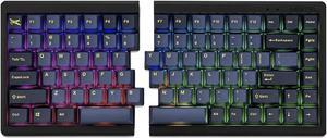 Mistel BAROCCO MD770 RGB Wired + Wireless Bluetooth TKL Split Mechanical Keyboard with Cherry MX Brown Switch Ergonomic Gaming Keyboard Yellow Letter Glaze Blue PBT DoubleShot Keycaps Macro Support