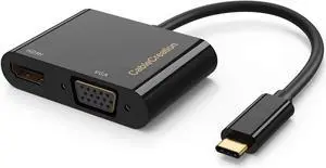 USB C to HDMI VGA Adapter CableCreation USB Type C to Dual VGA HDMI Splitter Converter Compatible with MacBook Pro 2020 iPad Pro 2020 Dell XPS 13/15 Yoga 910 Surface Go Chromebook Galaxy S20