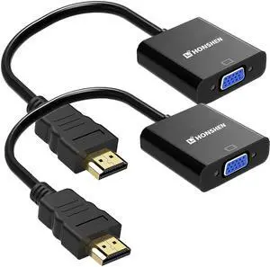 HDMI to VGA 2Pack Gold-Plated HDMI Male to VGA Female Converter Adapter for Computer Desktop PC Laptop HDTV Monitor Projector Chromebook Raspberry Pi  Xbox