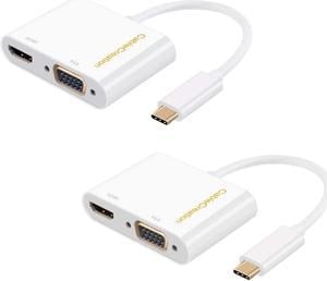 USB C to HDMI +VGA Adapter, CableCreation Type C to HDMI 4K VGA 1080P Converter [ 2 Pack ], Compatible with MacBook Pro 2019 2018, iPad Pro 2018, Chromebook Pixel, XPS 13,Yoga 910, Surface Go, Galaxy