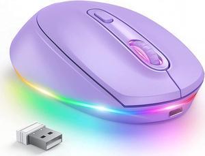 seenda Wireless Mouse, Ultra Silent LED Cordless Mouse with USB Receiver and 3 Adjustable DPI for Kids Laptop Computer Chromebook(Purple)