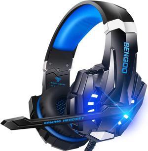 G9000 Stereo Gaming Headset for PS4 PC Xbox One PS5 Controller Noise Cancelling Over Ear Headphones with Mic LED Light 7.1 Surround Sound Soft Memory Earmuffs for Nintendo Xbox Series X|S