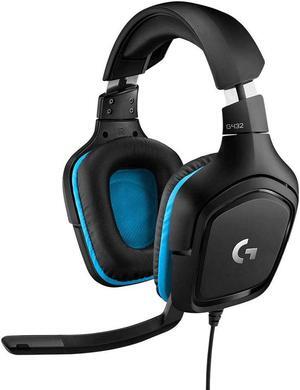 G432 Wired Gaming Headset, 7.1 Surround Sound, DTS Headphone:X 2.0, Flip-to-Mute Mic, PC (Leatherette) Black/Blue, 7.2 x 3.2 x 6.8 inches