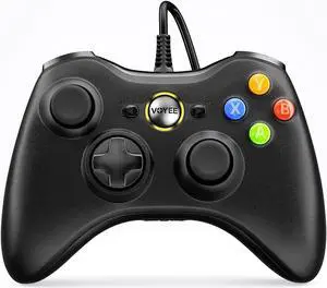VOYEE PC Controller, Wired Controller Compatible with Microsoft Xbox 360 & Slim/PC Windows 10/8/7, with Upgraded Joystick, Double Shock | Enhanced (Black)