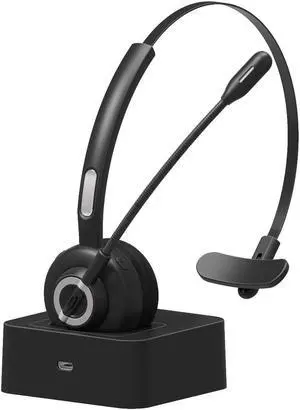Giveet Bluetooth Headset for Cell Phones, Wireless Headset for Office Phone with Charging Dock, Noise Cancelling Microphone, 17h Talking Time for Trucker, Telephone, Skype, Call Center, PC