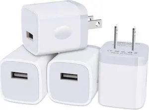 iPhone Charger Block Plug in Phone Charger 4Pack Single Port USB Wall Charger Fast Charging Adapter Cube Box for iPhone 12 SE(2020) 11/11pro/XS/XS Max/XR/X Samsung Galaxy S21/S20+/10 LG