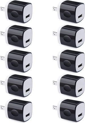 Wall Adapter 10 Pack 1A 5V Single Port Charger Power USB Plug Charging Cube Block Box Compatible iPhone 14 13 12 SE 11 Galaxy S23 Ultra S22 S21 FE S10e S9 A13 A03s A71 A51 Note20 Google 8A 7A