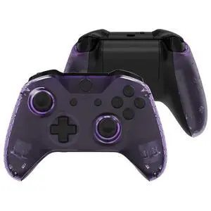 Transparent Clear Atomic Purple Faceplate Side Rails for Xbox One Wireless Controller Model 1708, Replacement Front Housing Shell Panels for Xbox One X & One S Controller @ Transparent Clear Atomic Purple Faceplate Side Rails for Xbox One Wireless Controller Model 1708, Replacement Front Housing Shell Panels for Xbox One X & One S Controller @