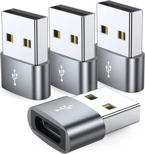 USB C Female to USB Male Adapter 4-Pack Type C to USB A Charger Cable Converter Compatible with iPhone 11 12 13 14 15 16 Plus Pro Max iPad Pro Air 4 Mini 6  Galaxy S24 S23 S22 S21 Pixel