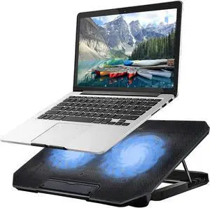 Laptop Cooling pad Laptop Cooler Stand Laptop Fan Cooling pad for 11-15.6 Inch Gaming Notebooks 2 Turbine Fans 4 Angle Adjustable Laptop Cooling Stand (Black)