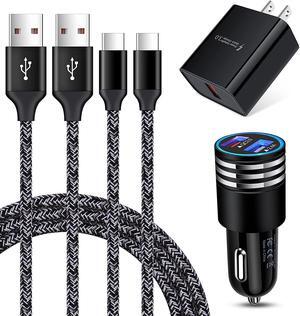 USB C Fast Charger for Samsung Galaxy S25/S24/S23/S22/S21 Ultra/S20 FE Note 20 Ultra A13 A53 A12 A32 A42 A21 A51 A71 A10E A20 A50 S10 S9 S8,Quick Charge 3.0 Wall Charger Car Adapter 6FT Type C Cable