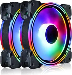 Conisy Rainbow Series 120mm Case Fan for Computer Case, Super Silent Efficient RGB LED PC Cooling Fan - Dual Pack (Colorful)