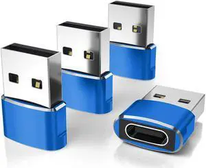 USB C Female to USB Male Adapter 4Pack Type A Charger Cable Plug Connector for iPhone 11 12 13 Pro Max Airpods iPad 8 8th 9 9th Air 4 4th Mini 6 6th Generation Samsung Galaxy S20 S21 Watch Series 7