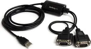 Pro-trade.com USB to Serial Adapter - 2 Port - COM Port Retention - FTDI - USB to RS232 Adapter Cable - USB to Serial Converter (ICUSB2322F), Black