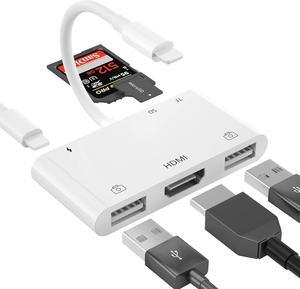 HDMI Adapter for iPhone USB to iPhone Adapter SD Card Reader for iPhone 6 in 1 USB Camera Adapter Support MIDI Keyboard Mouse HD TV/Projector/Monitor No APP Needed