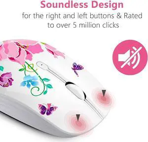 Wireless Mouse with Nano Receiver for PC, Laptop, Notebook, Computer, MacBook, Less Noise, Portable Mobile Optical Mice