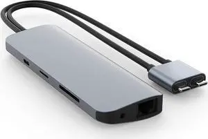 MacBook Pro Docking Station, HyperDrive 10-in-2 USB C Dock, Dual Monitor HDMI 4K@60Hz, 60W USBC Power delivery, Gigabit Ethernet, Dual USB-C Hub Adapter for M1 MacBook Pro Air, Chromebook, Gray