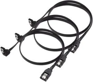Good Product Outlet 3-Pack 90 Degree Right Angle SATA Cable 24 Inches (6.0 Gbps SATA III Cable, SATA Cable for SSD, SATA SSD Cable, SATA 3 Cables) Black