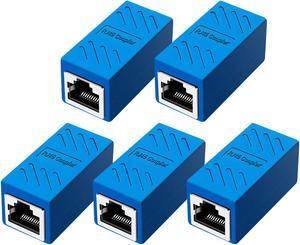 RJ45 Coupler Ethernet Extension Connector Cat7 Cat6 Cat5e Ethernet Coupler Female to Female(Blue 5 Pack)