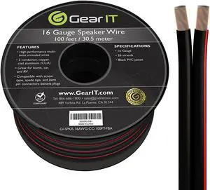 GearIT Pro 16 AWG Gauge Speaker Wire Cable 100-Feet (30.48 Meters) Black