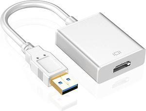 USB to HDMI Adapter, SENGKOB USB 3.0/2.0 to HDMI 1080P Video Graphics Cable Converter with Audio for PC Laptop Projector HDTV Compatible with Windows XP 7/8/8.1/10-Silver