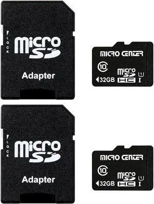 Micro Center 32GB Class 10 MicroSDHC Flash Memory Card with Adapter for Mobile Device Storage Phone Tablet Drone & Full HD Video Recording - 80MB/s UHS-I C10 U1 (2 Pack)