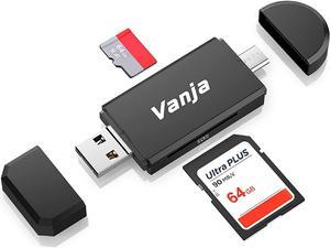 Vanja Type C Card Reader 3-in-1 USB 2.0 Portable Memory Card Reader and Micro USB to USB C OTG Adapter for SD-3C SDXC SDHC MMC RS-MMC UHS-I Cards.