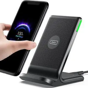 INIU Wireless Charger 15W Qi-Certified Fast Wireless Charging Stand with Sleep-Friendly Adaptive Light Compatible with iPhone 12 11 Pro XR XS X 8 Plus Samsung Galaxy S20 S10 Note 20 10 Google LG etc