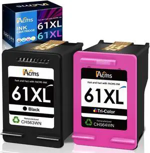 FACMS Remanufactured 61 XL Ink Cartridges Replacement  61XL 61 XL Ink Cartridges Combo to use with Envy 4500 5530 5535 Deskjet 2540 1010 Officejet 4632 4634,(1 Black,1 Tri-Color, 2 Pack)