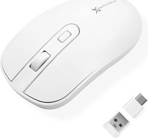 X9 Performance Dual USB A | USB C Mouse Wireless - Great for Multi Device Use - White Type C Wireless Mouse with DPI (800/1200/1600) - 2.4G RF Cordless Mouse that can Switch Between USB A or C Devices