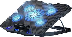 TopMate C5 12156 inch Gaming Laptop Cooler Cooling Pad  5 Quiet Fans and LCD Screen  2500RPM Strong Wind Designed for Gamers and Office