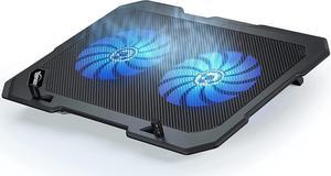 TopMate C302 Laptop Cooling Pad Ultra Slim Notebook Cooler, Laptop Fan Cooling Stand with 2 Quiet Big Fans Blue LED Light, Chill Mat with Built-in USB Cable Plug and Play, for 10-15.6 Inch Laptops