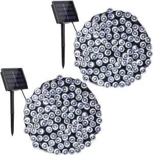 Toodour Solar Christmas Lights Outdoor, 2 Packs Total 144ft 400 LED Solar String Lights with 8 Mode, Outdoor Christmas String Light for Garden, Patio, Fence, Balcony, Xmas Tree Decor - White