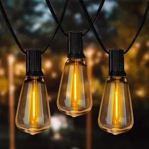 Spacenight Outdoor String Lights 30ft with 25+2 Spare LED Filament Bulbs, Dimmable Shatterproof Waterproof, for Indoor/Outdoor Decoration and Lighting, Edison Vintage Style Warm 2200K