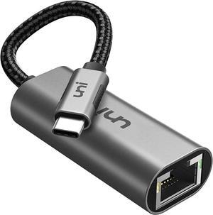 USB C to Ethernet Adapter uni RJ45 to USB C Thunderbolt 3/Type-C Gigabit Ethernet LAN Network Adapter Compatible for MacBook Pro 2020/2019/2018/2017 MacBook Air Dell XPS and More - Gray
