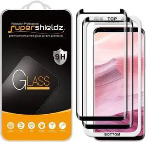Supershieldz (2 Pack) Designed for Samsung (Galaxy S8 Plus) Tempered Glass Screen Protector with (Easy Installation Tray) Anti Scratch, Bubble Free (Black)