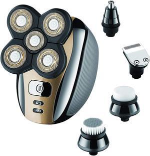 Electric Razor for Men Head Shaver for Bald Men Grooming Kit 5 in 1 Wet Dry Rotary Shavers Nose Hair Beard Trimmer Clippers Facial Cleansing Brush Cordless Waterproof USB Charging Rechargeable