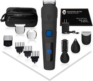 baKblade 11-in-1 Mens Grooming Kit for Manscaping - BODBARBER - Electric Beard Trimmer for Men, Groin Groomer, Body Groomer, Nose & Ear Groomer - Cordless & Waterproof Hair Clippers - Men Gift Set