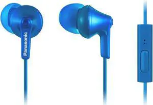 ErgoFit Earbud Headphones with Microphone and Call Controller Compatible with iPhone Android and BlackBerry - RP-TCM125-AA - in-Ear (Metallic Blue) S/M/L Included