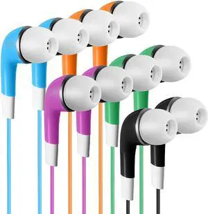 Bulk Kids Earbuds Individually Packaged Classroom 100 Pack Multi Color Earphones Headphones for Children Students Schools Libraries Hospitals