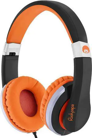 ROCKPAPA I22 Foldable Adjustable On Ear Headphones Without Microphone for Kids/Adults Laptop Tablet MP3/4 DVD Mobile in Car/Airplane Black/Orange