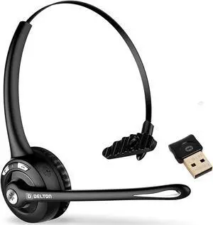 Trucker Bluetooth Headset Wireless Headphones w/Microphone Headphones for Truck Driver Wireless Over The Head Earpiece with Mic for Skype Call Centers - 18Hrs
