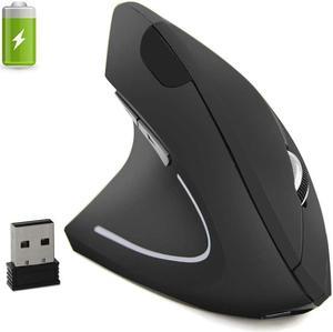 Left-Handed Mouse, Rechargeable 2.4G Wireless Ergonomic Vertical Mice with USB Receiver, 6 Buttons and 3 Adjustable DPI 800/1200/1600 for Laptop Computer PC Desktop (Left Hand)