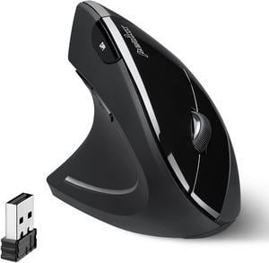 Perixx PERIMICE-713L, Wireless Ergonomic Left Handed Vertical Mouse, 6 Buttons Design, 3 Level DPI, Black