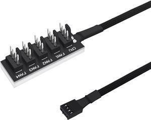 4-Pin PWM PC Fan Hub Power Supply Cable 1 to 5 Way Splitter PC Motherboard Case Fan Power Extension Cable Cord for ATX Computer Case 4-Pin and 3-Pin Cooling Fans