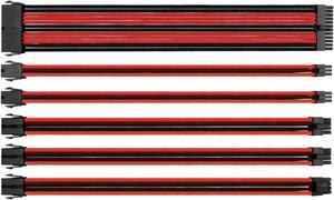 Thermaltake TtMod Sleeve Extension Power Supply Cable Kit ATX/EPS/8-pin PCI-E/6-pin PCI-E with Combs, Red/Black AC-033-CN1NAN-A1